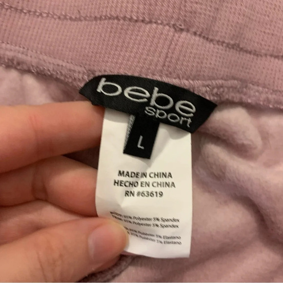 BEBE Sport Plush Joggers Sweatpants Pink NEW WITH TAG Womens Size Large Barbie - Picture 6 of 6